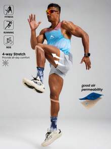 Manfinity Sport Polished Men's Plaid Printed Ombre Color Y-Back Sports Tank Top Workout Clothes Running Tees & Tanks, Running Tank Tops, Workout Tank Tops - Multicolor - View 7