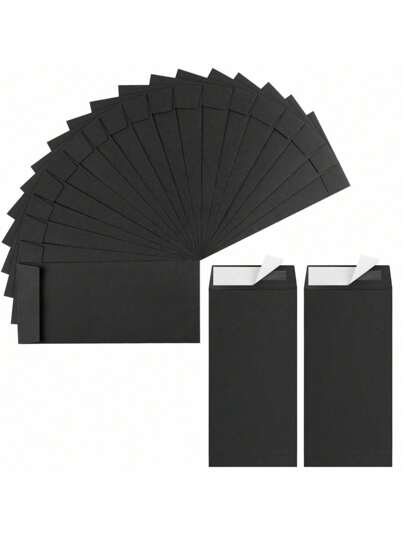 SHEIN Sobres para efectivo - 40 sobres reto de ahorro de dinero, sobres de dinero negros de 3.2x6.6 pulgadas, sobres de ahorro de dinero de 80 g/m², sobres para llaves, cheques, tarjetas de regalo y entradas, de regreso a la escuela