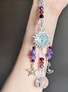 SHEIN 1 Piece Of Amethyst Moon - Goddess Sun Catcher, Celestial Amethyst Moon And Stars, Christmas Ornaments, Car Decorations, Festival Event Party Decorations, Holiday Gifts.