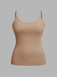 SHEIN CURVE+ 4pcs/Set Plus Size Women Plain Casual Camisole/Spaghetti Strap Tank Tops,Valentine Day - Multicolor - View 5