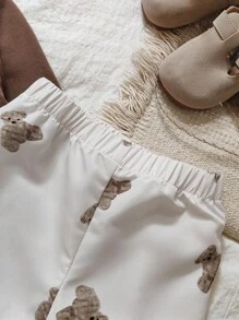 SHEIN Vintaside Kids 2 Stücke Kleinkind Jungen Set aus Cartoon Tier Muster Langarm T-Shirt und Lässig Hose, bequeme Outfit für Frühling/Herbst