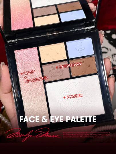 Marilyn Monroe X SHEGLAM Palette Visage Et Yeux Day Dreamer Palette Visage Tout-En-Un Multi-Usage à Emporter Palette De Surligneurs Scintillants Bleu Marron Rose Poudre Fixatrice Compacte Fard à PaupièRes Portable Marque Beauté Visage Maquillage CosméTique Pour Femmes Filles Parfait Pour Automne Hiver IdéAl Pour Y2K ÉLéGant Mode Adapté Pour Anniversaire Xmas PréSent FêTe PrêT Meilleure Couleur