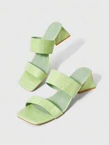 Sleekvia Nuevos sandalias de tacón alto elegantes de mujer con tacón grueso - Verde - Ver 9