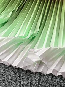 DreamSkyne Váy ôm tay ngắn dệt kim mềm mại xếp li viền ombre cỡ lớn cho nữ - Nhiều màu - Xem 4