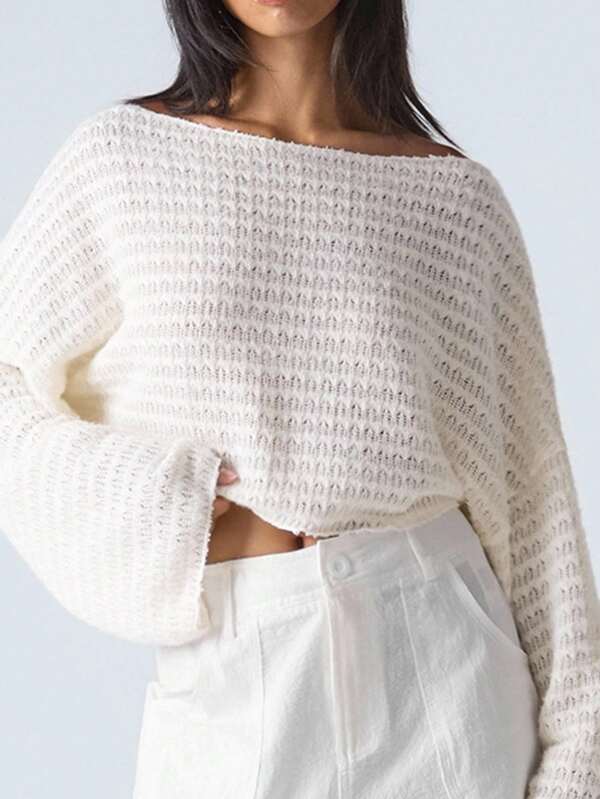LYSMO Tricou casual lejer, crop, culoare solidă, cu mânecă Dolman