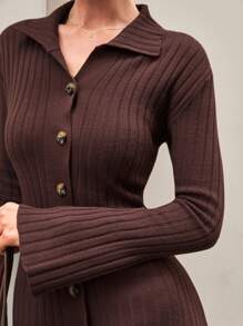 CLARA VERO Đầm Mini Tay Dài Thời Trang Có Cổ - màu nâu - Xem 7