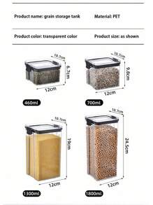 SHEIN 透明塑料食品储存盒，带密封盖 - 厨房食品储藏收纳盒，可冷冻，不建议用于洗碗机/微波炉 - 彩色 - 查看 3