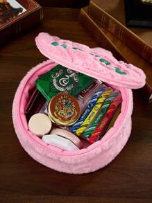 HARRY POTTER X SHEIN 1个字母刺绣蛋糕造型化妆包，超大容量，适合日常收纳和旅行，适合女士、学生、魔术、蛋糕、生日蛋糕 - 粉色 - 查看 3