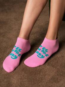 HARRY POTTER X SHEIN 5 Pairs Gift Box Packaging Soft & Breathable Moisture-Wicking Casual Women Ankle Socks WithBertie Bott's Every Flavor Beans Fashionable And Cute Pink Short Socks Reinforced Toe & Heel For Durabiliy All Season All-Match,Christmas