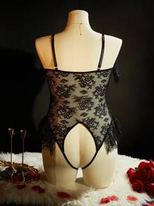 SpicyHot Plus Size Women Erotic Lace Bodysuit - Black - View 2