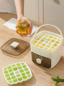 SHEIN 48格大冰桶家用多层制冰盒带抽屉式多用途制冰机手持按压式冰块模具 - 彩色 - 查看 6