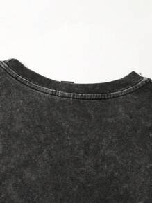 GENIUS ODE Men's Loose Fit Round Neck Short Sleeve T-Shirt With Virgin Mary Rhinestone Print, Summer - Black - View 6