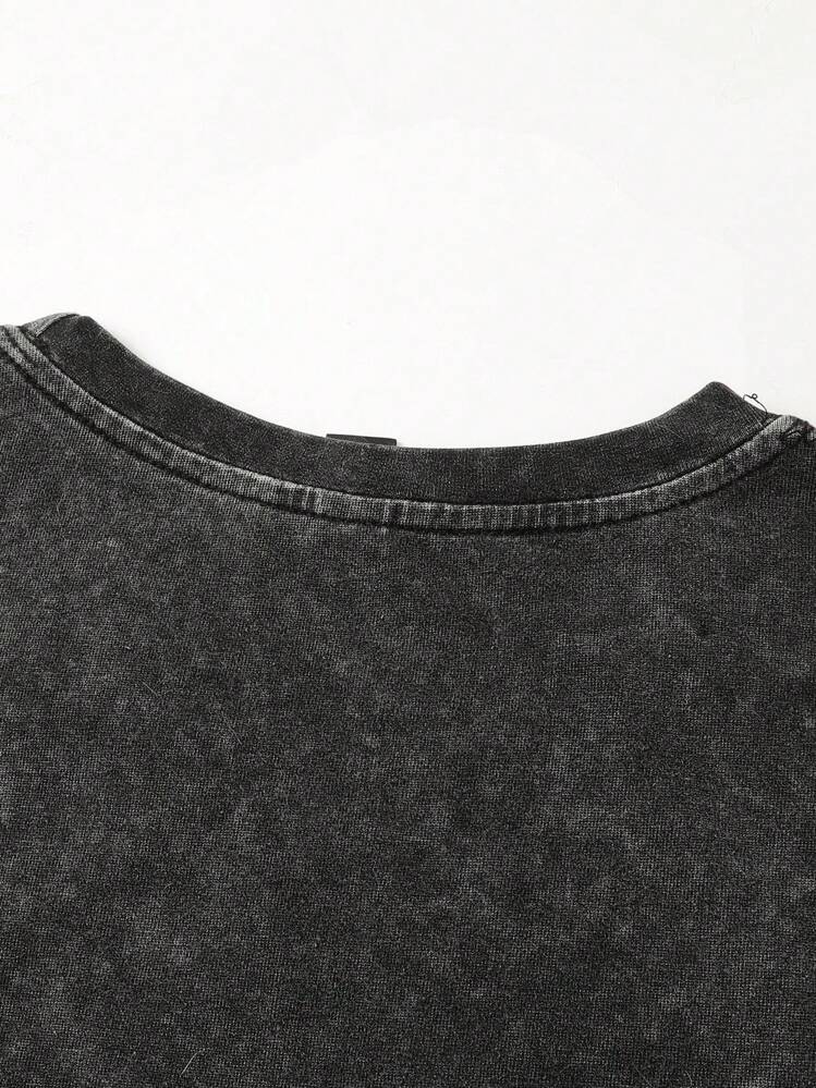 GENIUS ODE 男士宽松圆领短袖圣母玛利亚水钻印花T恤，夏季 - 黑色 - 查看 6