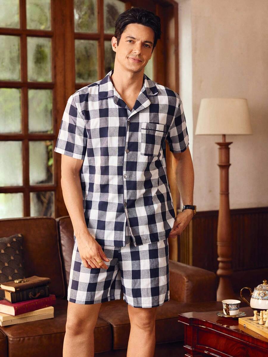 EverLounge Retro British Gentleman Plaid Cardigan Set For Men - Multicolor - View 1