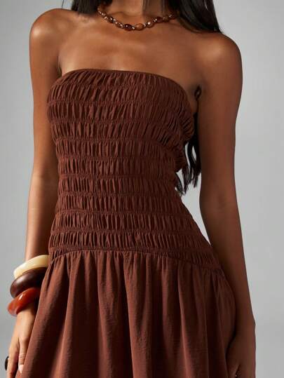 drop waist midi dress petite Delphina Green Bandeau Dropped Waist Maxi Dress Vicky Pattison EDIT main image 0