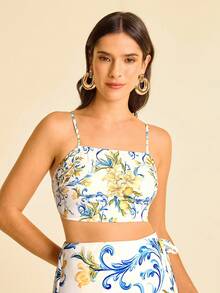 CAJUNI Débardeur à nœud pour femme - Motif citron décontracté de villégiature - Multicolore - Voir 4