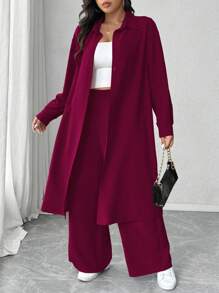 Calvaya 1 Bộ đồ dài tay dài cổ xếp ly cỡ lớn & quần ống đứng rộng rãi, trang phục thường ngày cho công việc hoặc đi chơi Bộ đồ hai mảnh cho nữ cỡ lớn Bộ đồ mặc nhà 2 món Bộ đồ quần hai mảnh cho nữ Bộ đồ quần hai mảnh cho nữ Bộ đồ thường ngày 2 món cho nữ cỡ lớn Bộ đồ quần cỡ lớn - Màu Đỏ Sâu - Xem 7