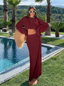 EURMUSE 女士针织镂空两件套罩衫