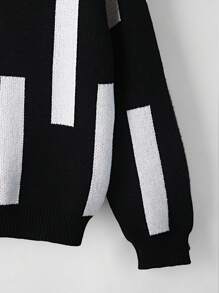 SHEIN Explorewe Boys Black & White Cardigan, Simple Street Casual, Suitable For Travel, Gatherings, Back To School, Spring, Summer And Autumn - Black and White - View 3