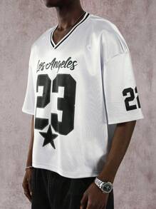 PAVTROS 亮面面料宽松短款男士T恤 - 白色 - 查看 4