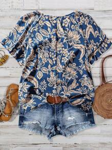 Linhara 女士大码编织夏季假日衬衫