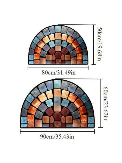 SHEIN 1 Alfombra de entrada de piedra colorida - Alfombra de terciopelo suave antideslizante y gruesa, imprescindible para la decoración del hogar, adecuada para porches y salas de estar, material de poliéster lavable a máquina, diseño redondo elegante, estampado de mosaico en colores: marrón, azul, verde, naranja, rojo, blanco y negro, alfombra de piso para sala de estar