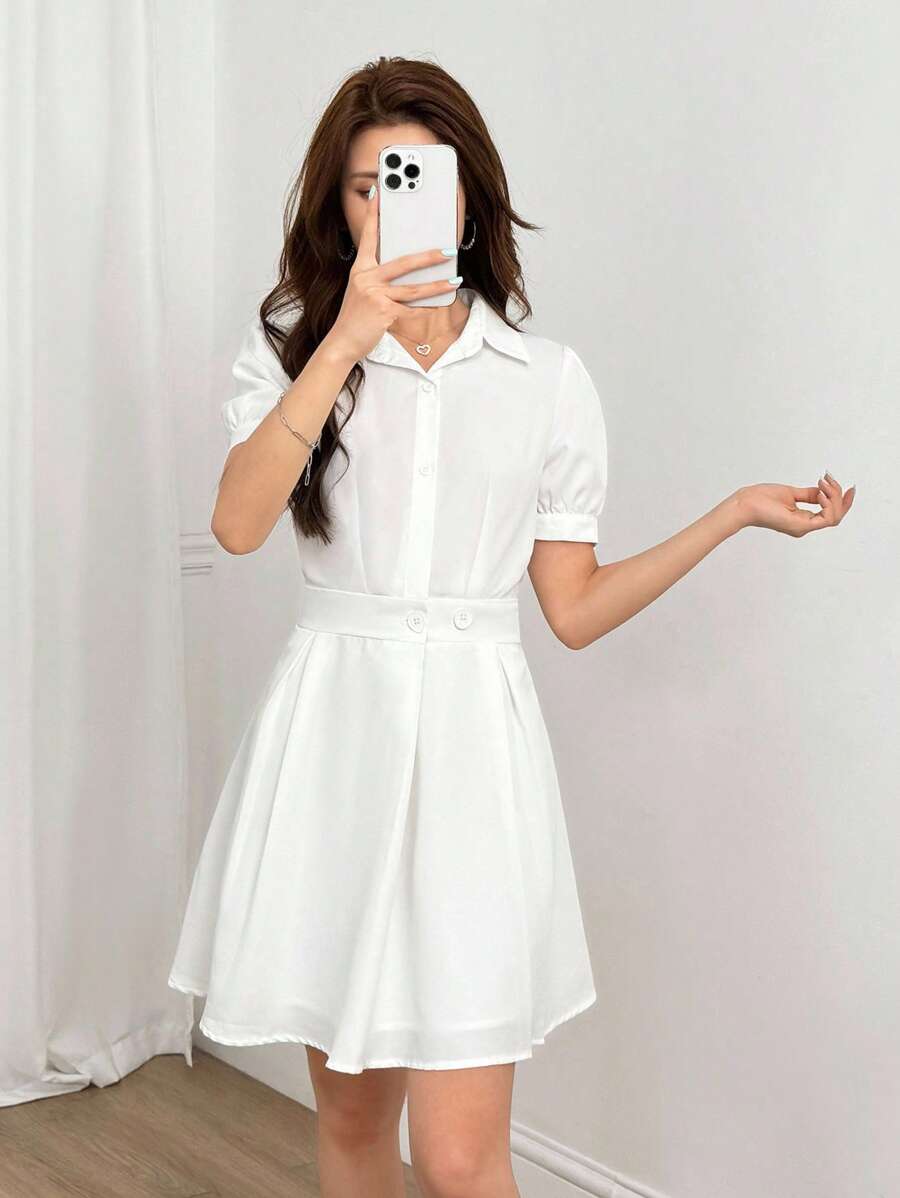 K-Vae Vestido blanco de estilo universitario para mujer en otoño, atuendo todo blanco para fiesta, disfraz de Halloween, atuendo de viaje para el aeropuerto, atuendos de maestra para mujeres