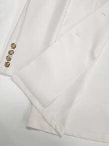 SHEIN Clasi Women Casual/Office Metal Buckle Solid Color Long Sleeve Blazer Fall Cloth For Women - White - View 5