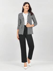 Miaspire Spring Black Slant Pockets Cropped Suit Pants - Black - View 5