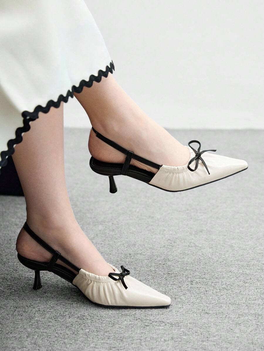 BizChic 蝴蝶结尖头芭蕾平底鞋，小众高端法式一脚蹬鞋