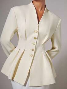 COSMINA Fall Women Clothes Women's Elegant Waist Cinching Button Thin Blazer, Autumn/Winter,Teacher Outfits For Women,Business Casual Woman