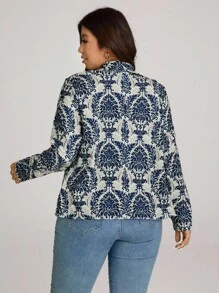 Comfylo 秋冬锦缎印花前开式西装外套 - 彩色 - 查看 2