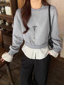 DAZY Sudadera holgada casual de manga larga y hombros caídos para mujer