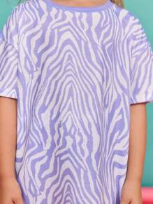 SHEIN Young Girl Casual Loose Comfortable Crew Neck Short Sleeve Contrast Color Striped T-Shirt And Pants Set ,Back To School Season, Christmas