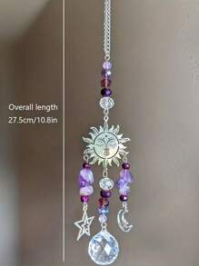 SHEIN 1 Piece Of Amethyst Moon - Goddess Sun Catcher, Celestial Amethyst Moon And Stars, Christmas Ornaments, Car Decorations, Festival Event Party Decorations, Holiday Gifts.