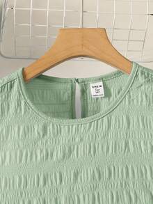 SHEIN Girl Shorts Set Green Two Piece Outfit Teen Summer Sets For Girls In - Mint Green - View 4
