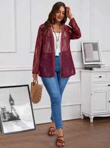 EMERY ROSE Chaqueta de protección solar de manga larga de encaje blanco de verano para otoño/invierno