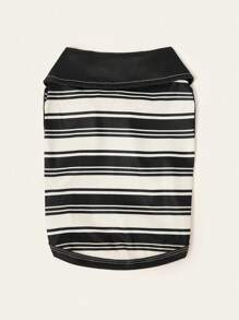 PETSIN 1 件宠物 Polo 衫，黑白条纹，经典时尚，弹性透气，适合猫狗穿着 - 彩色 - 查看 4
