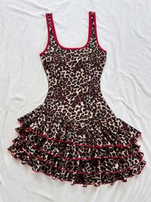 Soleia 女式豹纹荷叶边无袖迷你连衣裙 - 彩色 - 查看 3