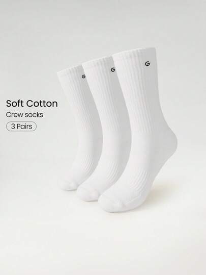 GLOWMODE 3 pares de calcetines suaves con malla ventilada y logotipo bordado perfectos para ejercicios diarios informales