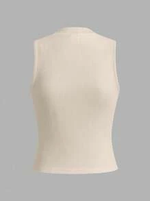 SHEIN LUNE Bộ 3 áo hai dây cổ tròn dệt kim không đường may dành cho nữ, màu đen, trắng, màu mơ, thích hợp cho mùa tựu trường hoặc mặc thường ngày. - Nhiều màu - Xem 4