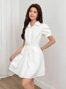 K-Vae Vestido blanco de estilo universitario para mujer en otoño, atuendo todo blanco para fiesta, disfraz de Halloween, atuendo de viaje para el aeropuerto, atuendos de maestra para mujeres