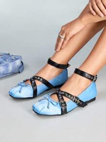 CUCCOO GRLICON Women's Y2K Style Flat Shoes, Suitable For Punk, Biker, Cool Girl, Halloween, Christmas, Party Outfits - Blue - View 1