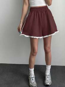 DAZY Women's Lace Trim Loose Shorts