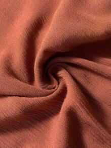 Elaquor 大码休闲度假纯色镂空刺绣拼布灯笼袖衬衫 - 鏽棕色 - 查看 7