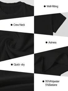 Manfinity Dauomo 男式常规款“我的女朋友打败了我”趣味关系图案 T 恤，男女通用厚棉休闲新奇玩笑 T 恤，男友礼物，超大简约短袖 - 黑色 - 查看 4