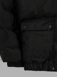 SHEIN Cottnline Men High Quality High Collar Velvet Fabric Regular Winter Coat - Black - View 4