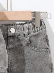 Bộ đồ denim thường ngày cho bé trai/bé trai, quần denim màu xám rách có cạp chun, túi thật, trang phục thời trang, quần denim giặt có cạp chun thoải mái, thích hợp mặc ngoài trời, mùa xuân, mùa hè, mùa thu, mùa đông - Xám - Xem 5