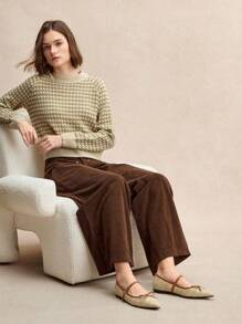 Rosivie 女式复古编织尖头平底鞋，带蝴蝶结扣，休闲度假风格乐福鞋