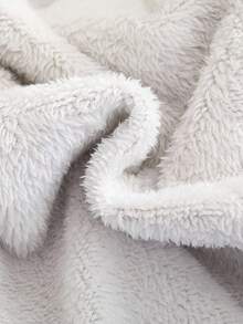 SHEIN 男童宽松连帽羊毛夹克双排扣秋冬女童衣服 - 棕色 - 查看 3